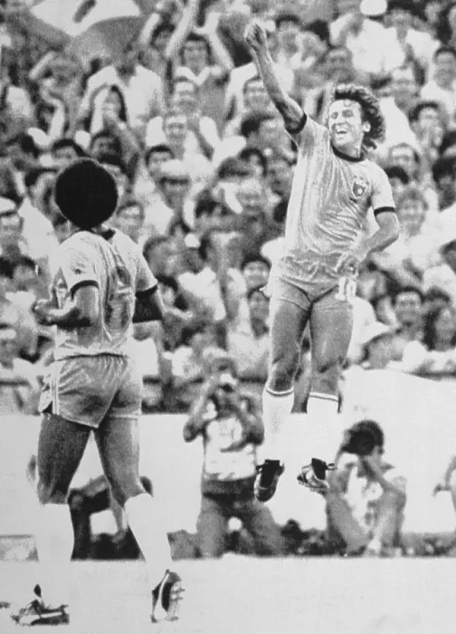 Framed Print : Zico Jumping up After Scoring Goal Framed Print : Zico Jumping up After Scoring Goal
