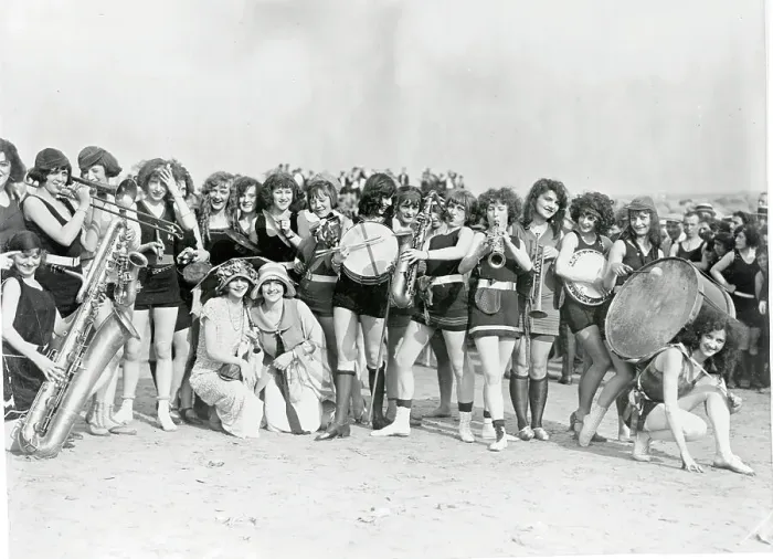 Framed Print : Ziegfield Follies Girls Enjoying the Beach