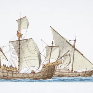 Santa Maria and Nina Side View Print Santa Maria and Nina Side View Print