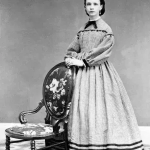 Vintage Black and White Print of Adolescent Woman Sitting in a Chair Vintage Black and White Print of Adolescent Woman Sitting in a Chair