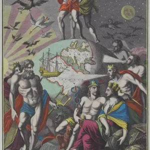 18th Century Atlas Print of Mythical Deities
