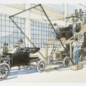 1913 car assembly line, front view 1913 car assembly line, front view