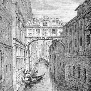19th Century Style Black and White Print of the Bridge of Sighs 19th Century Style Black and White Print of the Bridge of Sighs