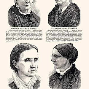 4 FAMOUS AMERICAN WOMEN : HARRIET BEECHER STOWE; ELIZABETH CADY STANTON