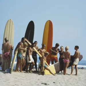 60s Surfing Group Beach Print 60s Surfing Group Beach Print