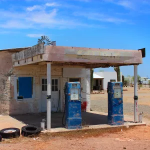 Abandoned Gas Station in Arizona Desert