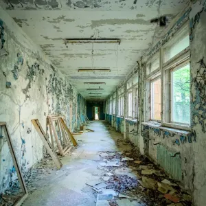 Abandoned School Corridor Print, Chernobyl Exclusion Zone Abandoned School Corridor Print, Chernobyl Exclusion Zone