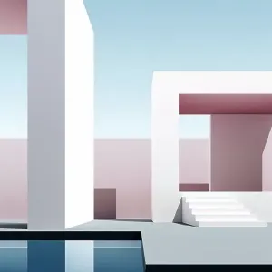 Abstract Architecture 3D Print with Buildings and Stairs Abstract Architecture 3D Print with Buildings and Stairs