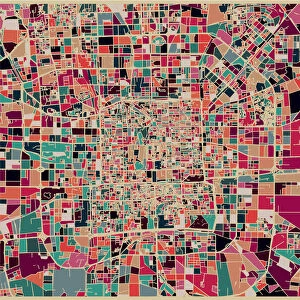 abstract color lump pattern, art map of Beijing city