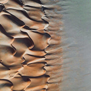 Abstract desert textures taken by drone, United Arab Emirates