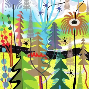 Abstract Forest Garden Illustration