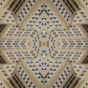 Abstract image: kaleidoscopic image of the facade of the Empire State Building tower in Abstract image: kaleidoscopic image of the facade of the Empire State Building tower in