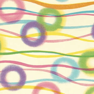 Abstract Pattern of Circles and Wavy Lines