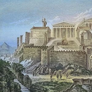 The Acropolis in Athens, Greece, at the time of Pericles, ca 430 BC, Historical, digitally restored reproduction from a 19th century original