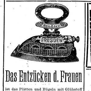 Advertisement of the Spangenberg company for irons, 1890, Germany, Historic, digitally restored reproduction of an original from the 19th century, exact original date unknown