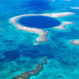 Aerial of the Blue Hole, Lighthouse reef, Belize