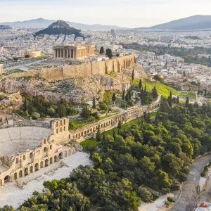 Aerial photo of the Acropolis and the Odeon of Herodes Atticus