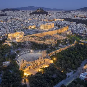 Aerial Print of the Acropolis and Odeon of Herodes Atticus Aerial Print of the Acropolis and Odeon of Herodes Atticus