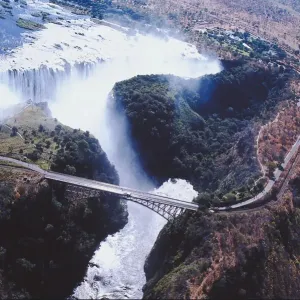 vista aérea, África, puente, cascada, día, destino, paisaje, niebla, naturaleza vista aérea, África, puente, cascada, día, destino, paisaje, niebla, naturaleza
