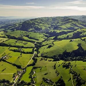 Aerial view, Alpine foothills with meadows, Waidhofen an der Ybbs, Lower Austria, Austria