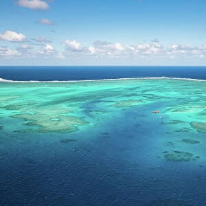 Aerial view of barrier reef, Mamanucas, Fiji