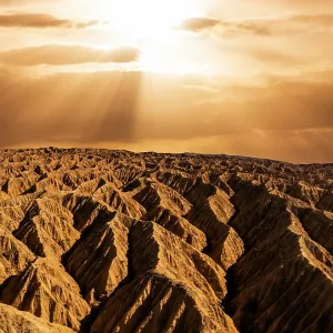 Aerial view of desert landscape in Kyrgyzstan at sunset Aerial view of desert landscape in Kyrgyzstan at sunset