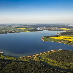 Aerial view, Fleesensee lake, near Malchow, Mecklenburg Lake District, Mecklenburg-Western Pomerania, Germany