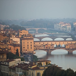 Aerial view of Florence bridges
