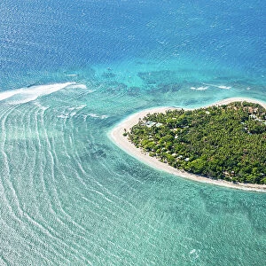 Aerial view of heart shaped island, Fiji