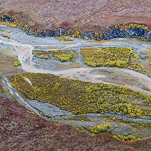 Aerial view of Ivishak River in Arctic National Wildlife Refuge, Alaska, USA