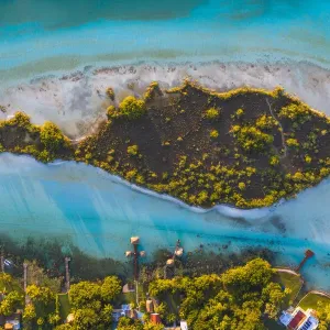 Aerial view of lake Bacalar, Mexico Aerial view of lake Bacalar, Mexico