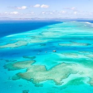 Aerial view of Malolo reef and Cloud 9 bar, Fiji