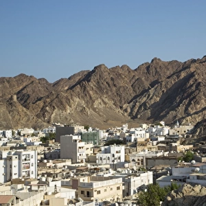 Aerial view of Muscat and mountains
