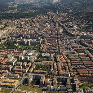 Aerial view, overview of the old town, Girona, Catalonia, Spain