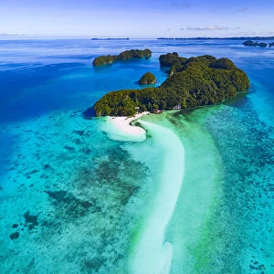 Aerial View Palau Islands and sandbar at low tide