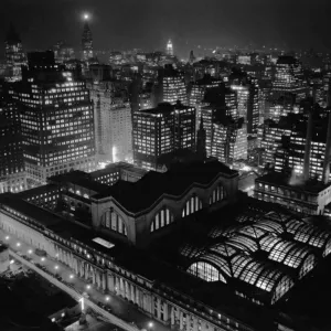 Visuale Aerea Della Stazione di Penn alla Notte Visuale Aerea Della Stazione di Penn alla Notte