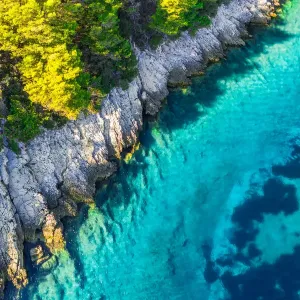Aerial view of picturesque bay at Hvar island, Croatia