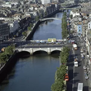 Aerial View Of The River Liffey, Dublin City, County Dublin, Ireland