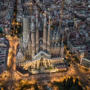 Aerial view of Sagrada Familia