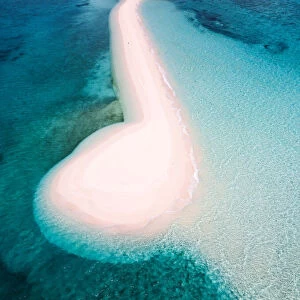 Aerial view of sandbar and blue sea, Leyte, Philippines