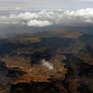 Aerial view of Semien mountains ridges
