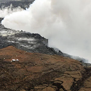 Aerial view of smoke from Mauna Loa Caldron, Big Island, Hawaii, USA