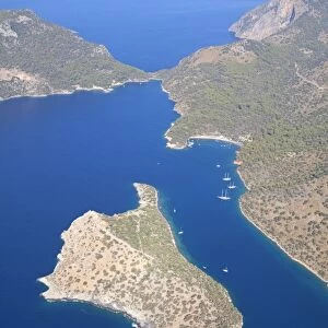 Aerial view, St. Nicholas Island in Fethiye, Turkish Aegean, Turkey, Asia