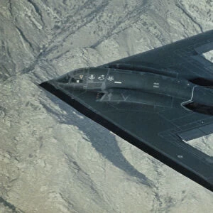 Aerial View of a Stealth Bomber in Flight