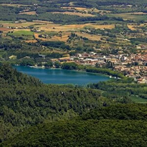 Aerial view, townscape, Banyoles, Catalonia, Spain