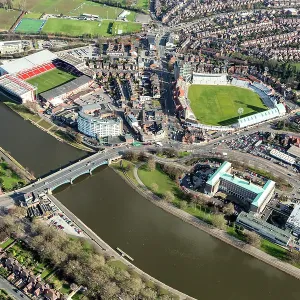 Aerial view of Trent Bridge Cricket Ground and The City Ground, Nottingham City Aerial view of Trent Bridge Cricket Ground and The City Ground, Nottingham City
