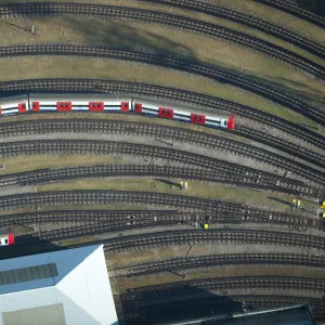 Aerial view of tube train and tracks