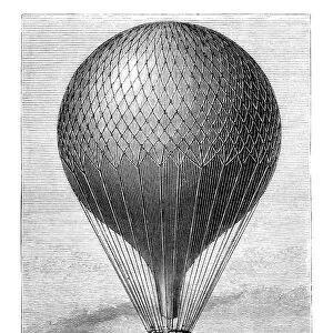 Aerostat using hydrogen engraving 1881