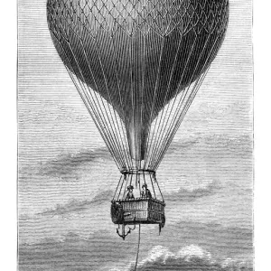 Aerostat using hydrogen engraving 1881