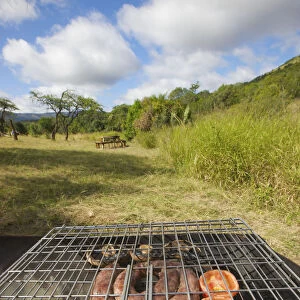africa, ambient, appetizing, bbq, background, barbecue, blue sky, boerewors, candid